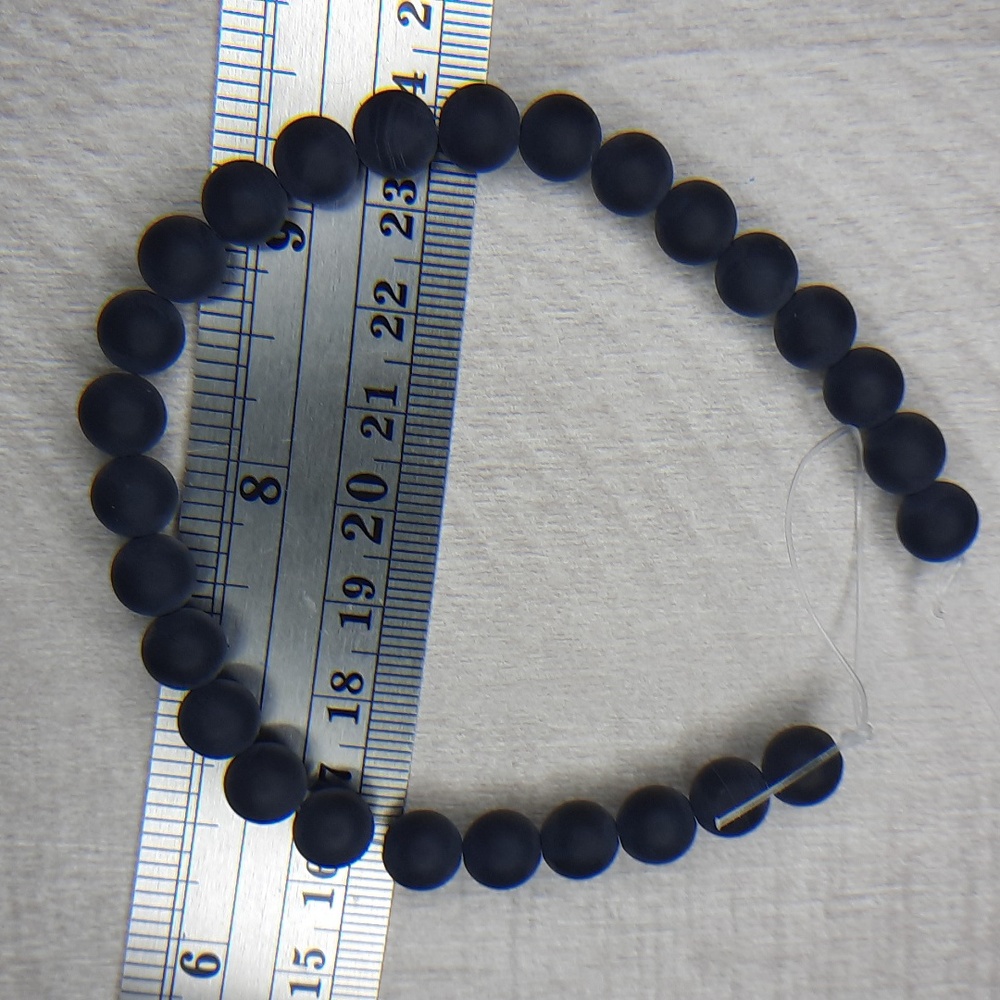 #7 -8mm Matte Onyx 8in Strand - Picture 3 of 3